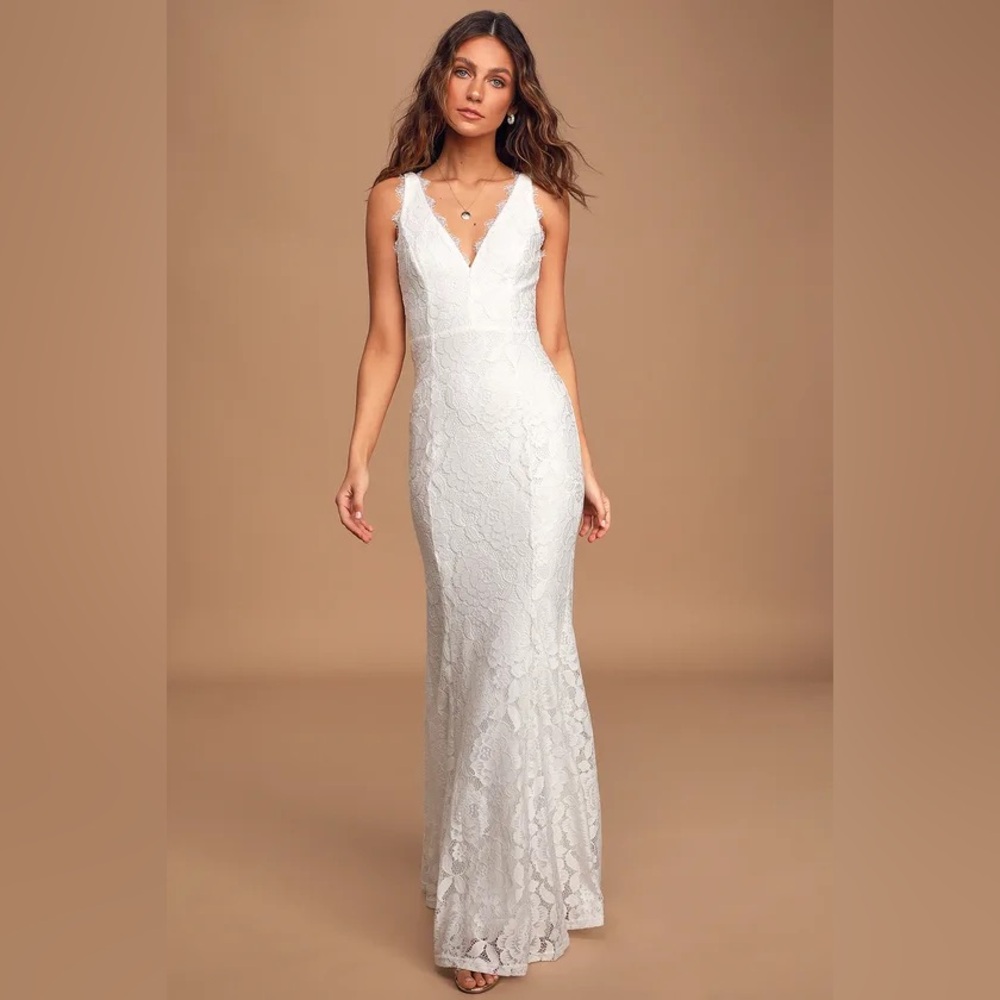 Lace Me Tell You Ivory Lace Mermaid Maxi Dress